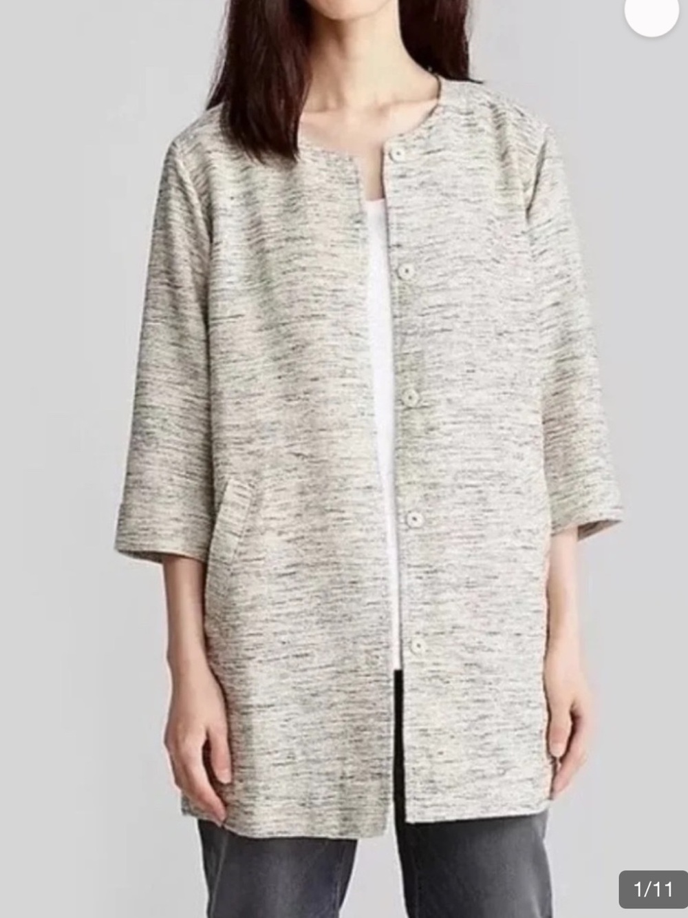 Eileen Fisher women’s Textured Cotton 3/4 Sleeve Jacket
